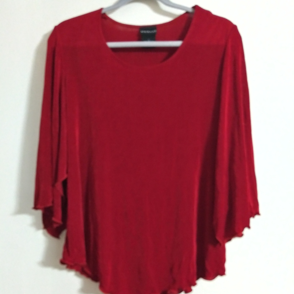 Citiknits 3/4 Sleeve Red Blouse